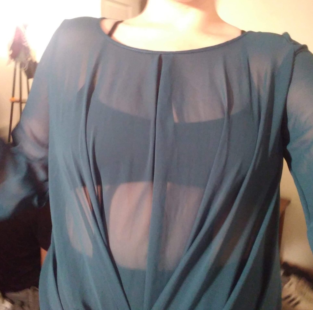 Sheer green long sleeve shirt